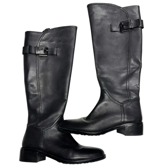 Arturo Chiang Darren Black Leather Knee High Zip Up Boots Size 8 - Picture 5 of 15